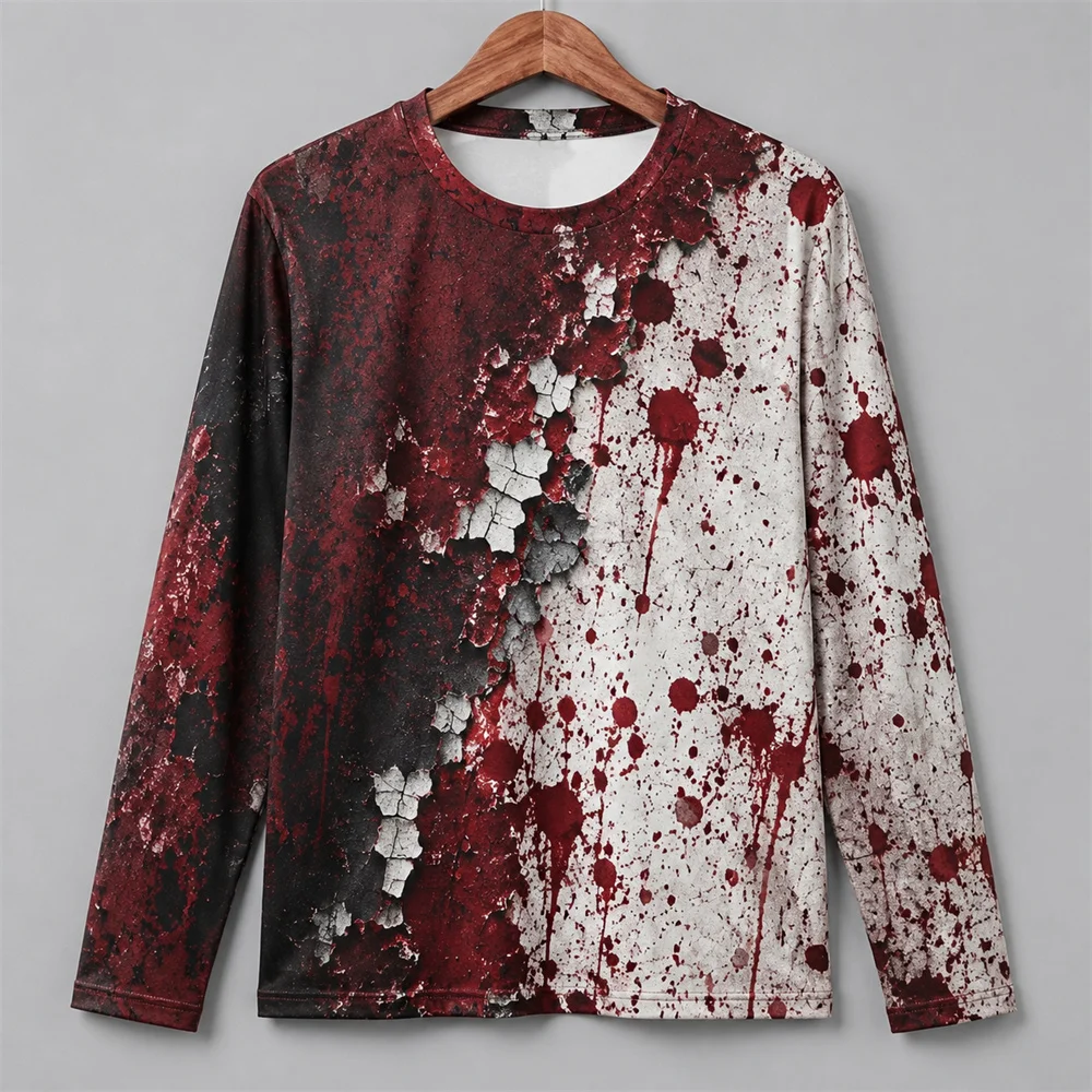 Mens Fashion Summer - Camiseta de manga comprida com estampa